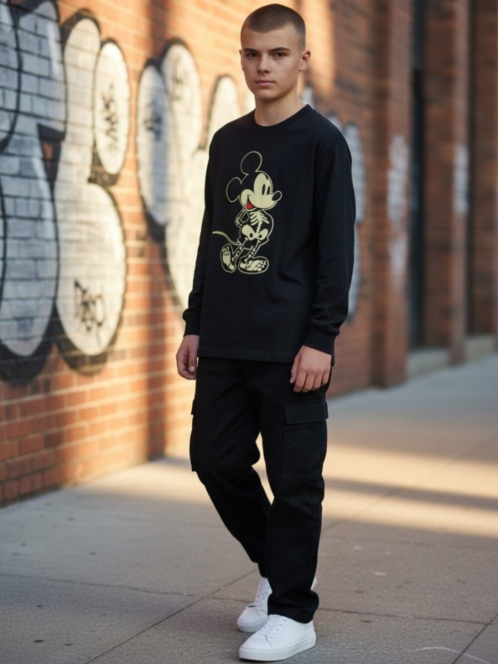 Disney Mickey Mouse Glow-in-the-dark Shirt Kids Skeleton Graphic Long Sleeve